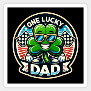 One Lucky Dad Cool Shamrock Sunglasses Racing Checkered Flag St Patrick's Day Irish St Paddy's Day Sticker